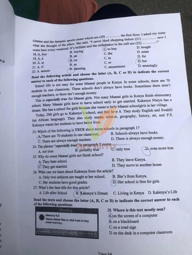 Đề thi tuyển sinh lớp 10 môn anh Đồng Nai