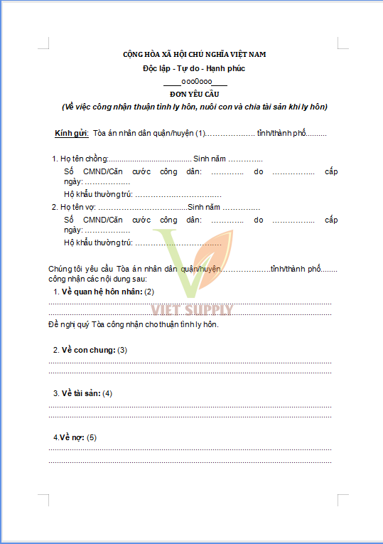 Cách viết đơn xin ly hôn