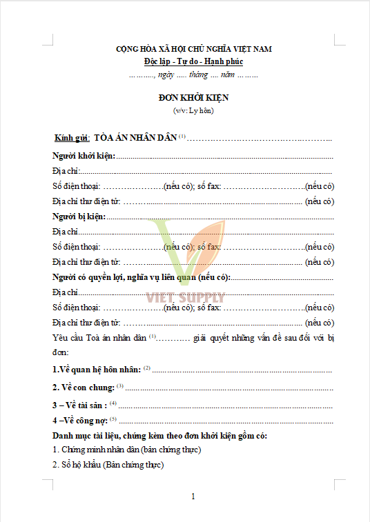 Cách viết đơn xin ly hôn