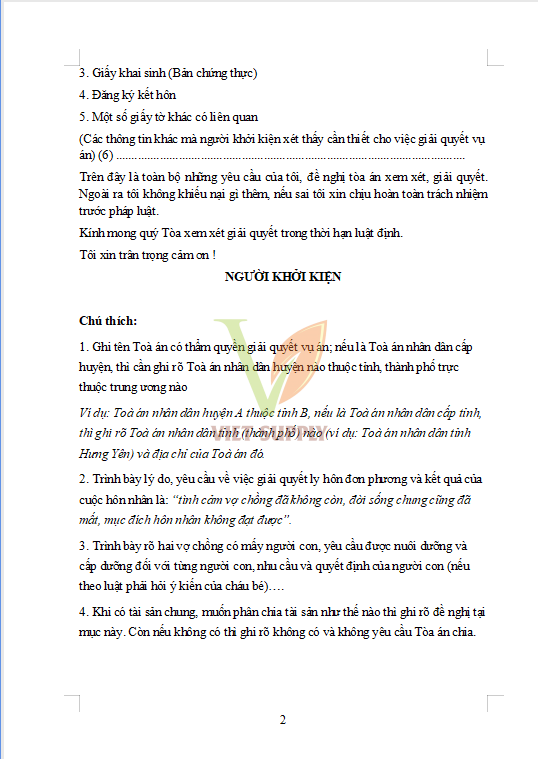 Cách viết đơn xin ly hôn