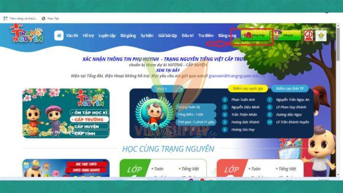 Đăng nhập trạng nguyên tiếng Việt