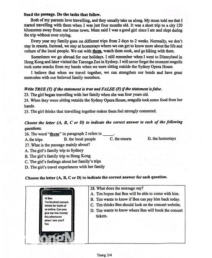 Đề thi tuyển sinh lớp 10 môn anh Đồng Nai