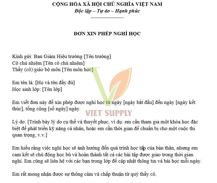 Cách viết đơn xin nghỉ học